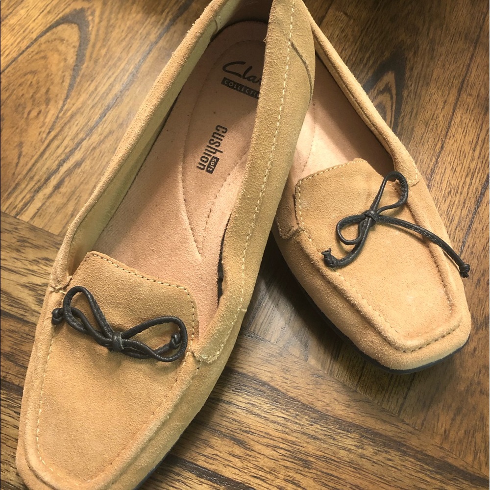 Clarks suede loafers